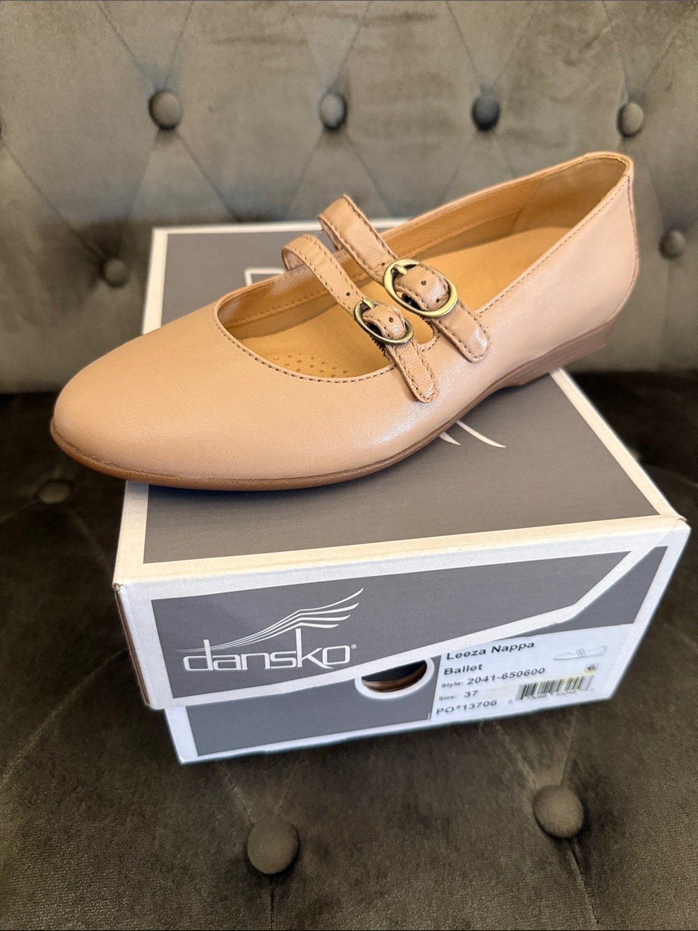 Dansko Leather Mary Jane Flat in Blush